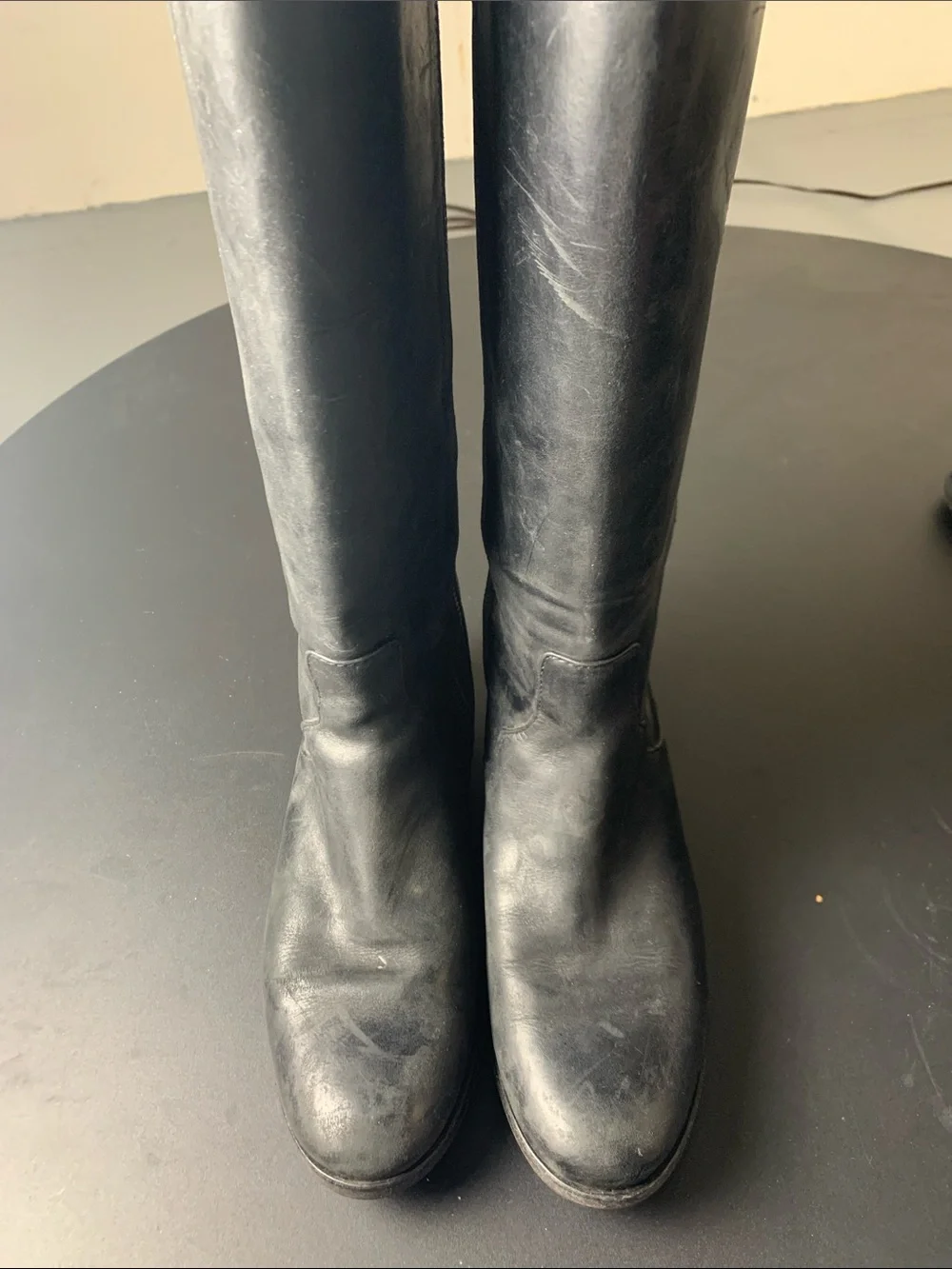 Frye Black Over-the-Knee Leather Riding Boots